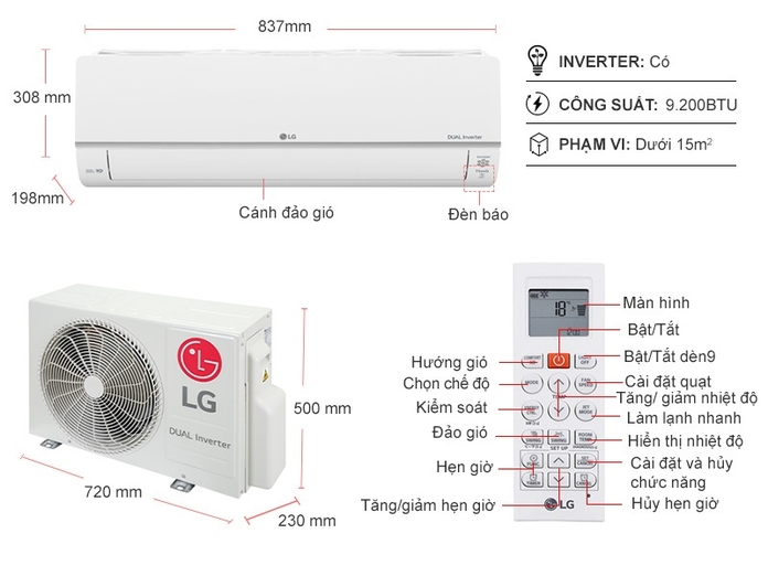 Máy lạnh LG 1 chiều Inverter 1 HP V10API1