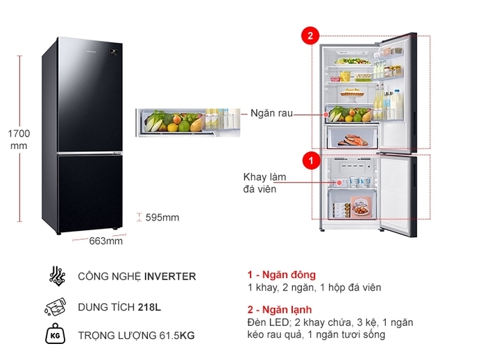 Tủ lạnh Samsung Inverter 310 lít RB30N4010BU/SV