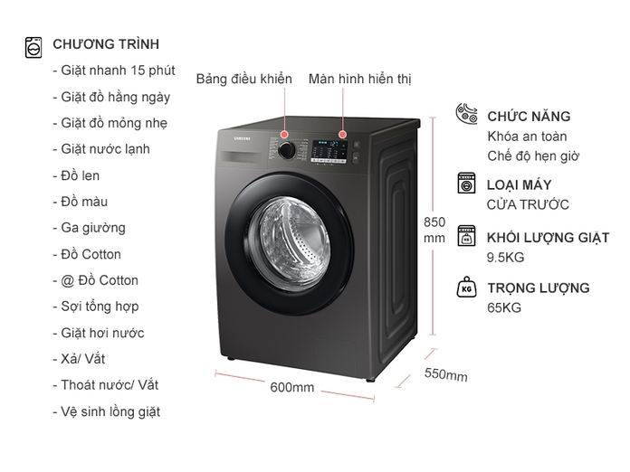 Máy giặt Samsung Inverter 9.5 kg WW95TA046AX/SV