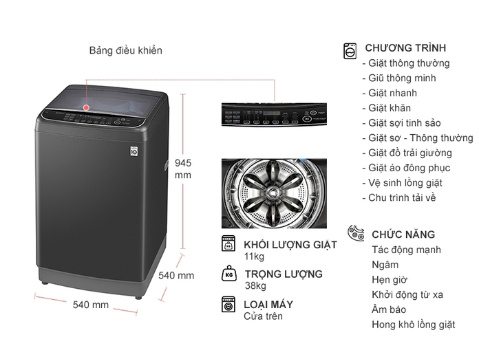 Máy giặt LG Inverter 11 Kg TH2111SSAB