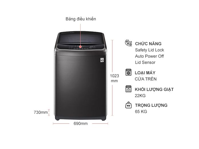 Máy giặt LG Inverter 22 kg TH2722SSAK