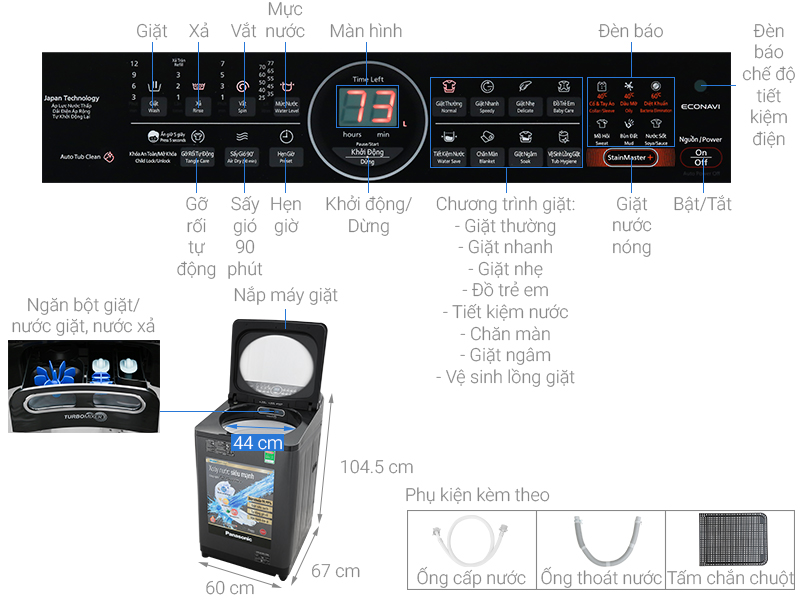 Máy giặt Panasonic Inverter 10.5 kg NA-FD10VR1BV lồng đứng