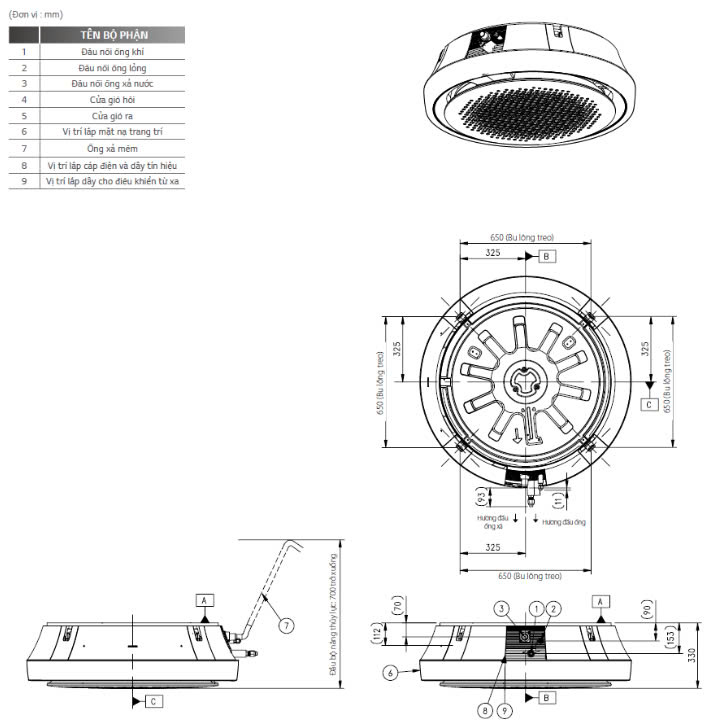 Điều hòa âm trần 1 chiều LG cassette tròn 360 48000BTU ZTNQ48GYLA0