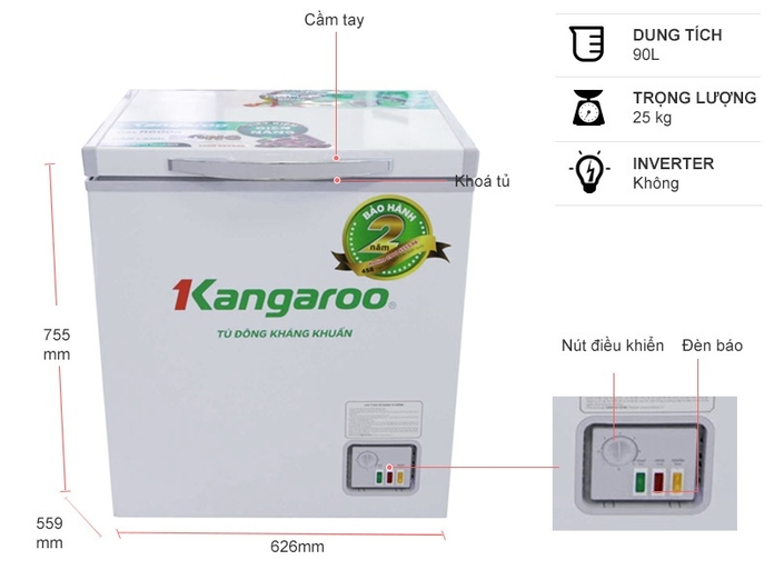 Tủ đông Kangaroo 90 lít KG168NC1