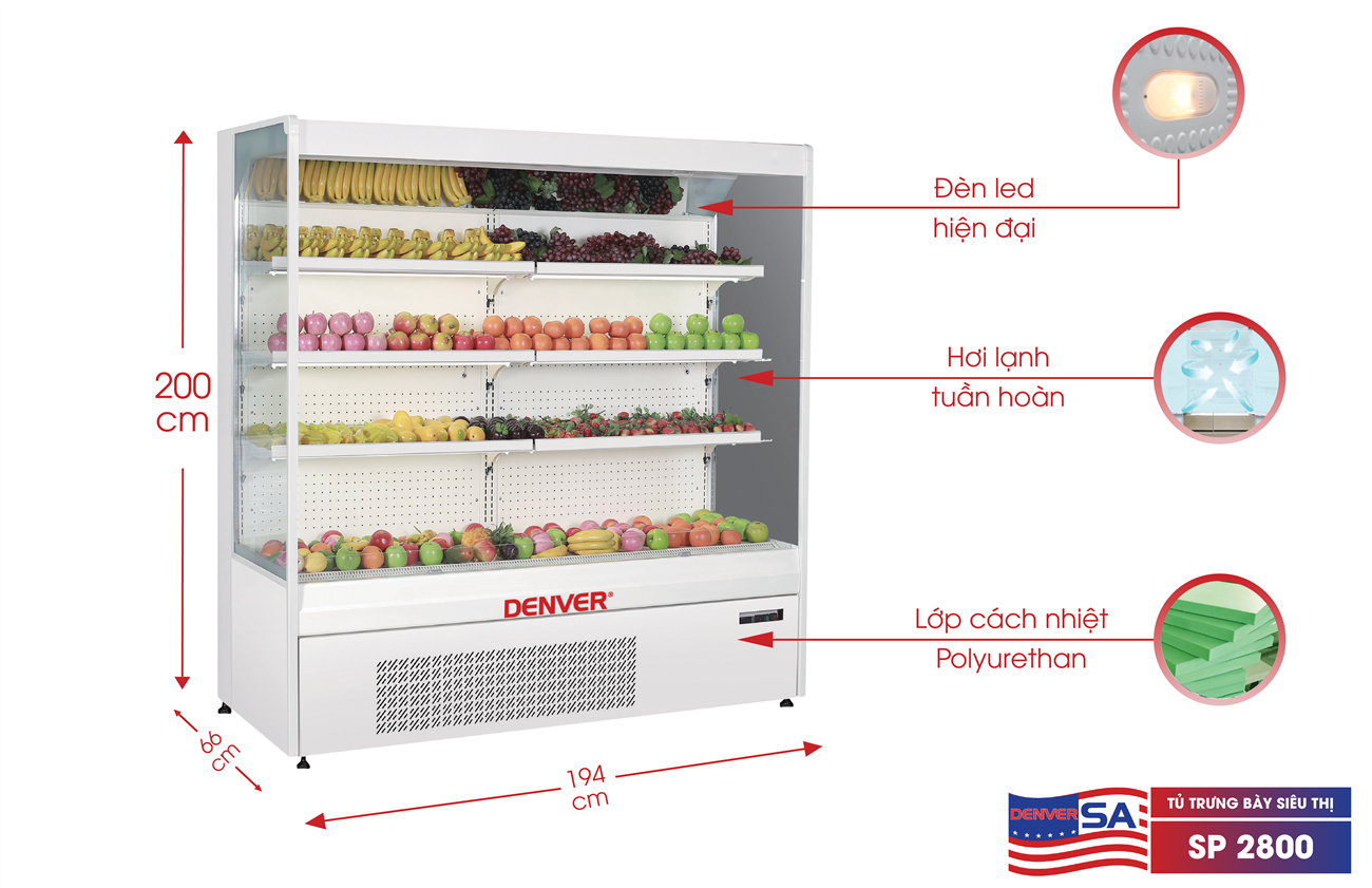 Tủ trưng bày siêu thị Denver SP 2800 - 2500L