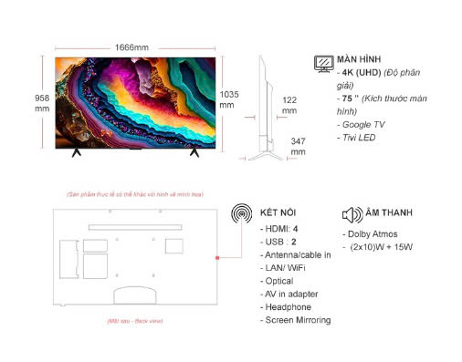 Google Tivi LED TCL 4K 65 inch 65P755