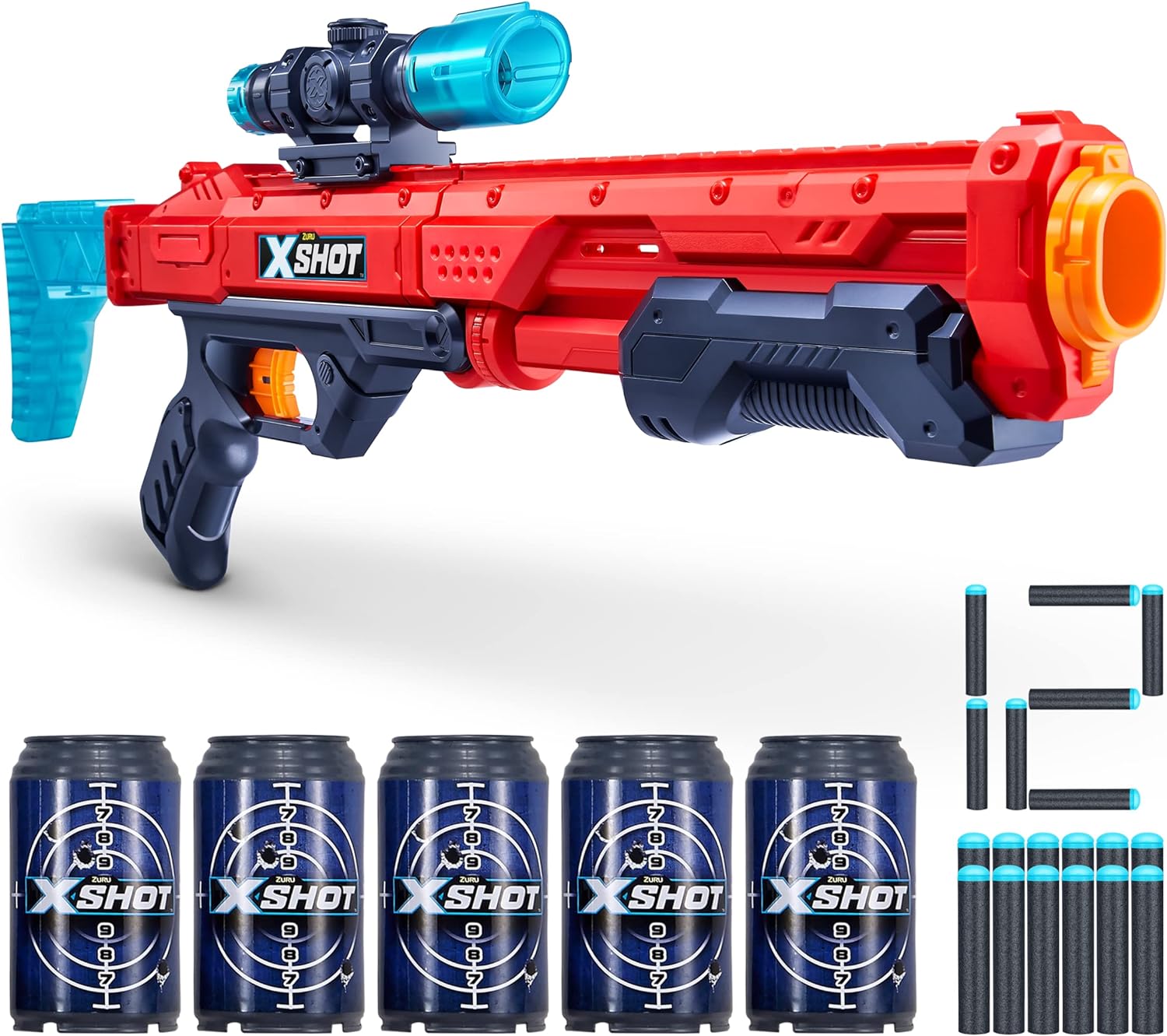 XSHOT Excel Crusher Foam Dart Blaster (35 Dart Belt, 48 Darts), Red Toy... XSHOT Excel Crusher Foam Dart Blaster (35 Dart Belt, 48 Darts), Red Toy...