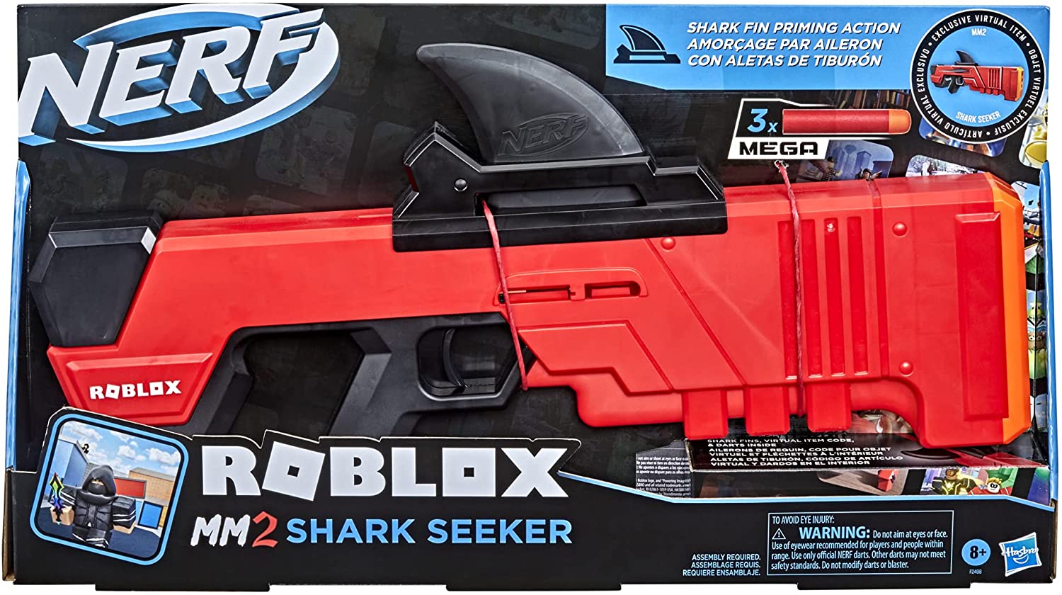 NERF Lança Dardos Roblox MM2: Shark Seeker, Carregador em Forma de