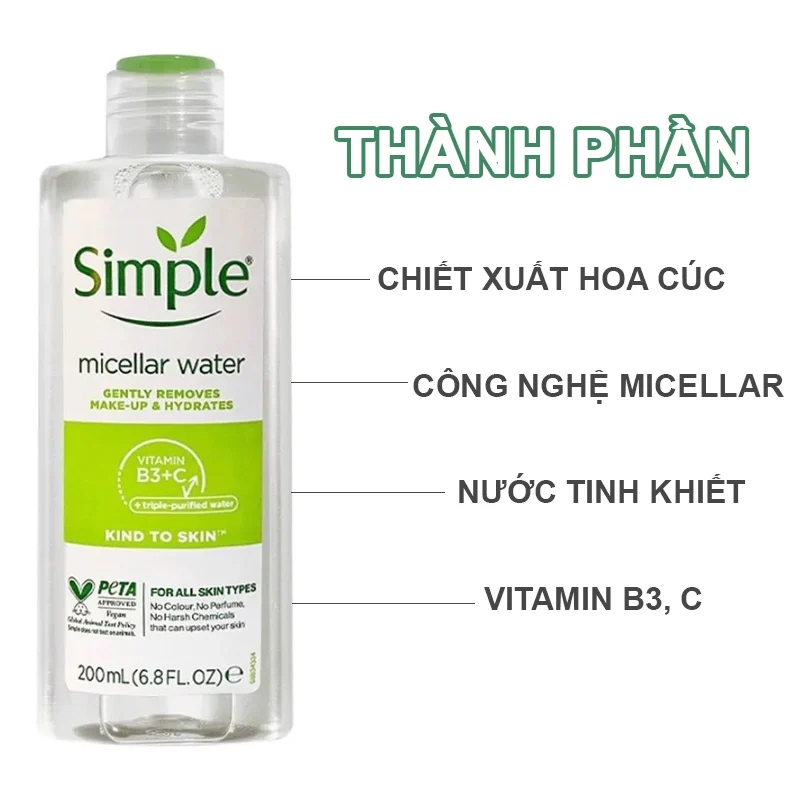 Nước Tẩy Trang Simple Micellar Cleansing Water 200ml
