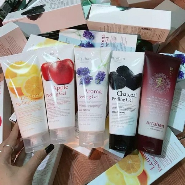 Tẩy Da Chết Arrahan Peeling Gel 180ml (Hương táo, Chanh, Hoa oải hương, than hoạt tính, Đông y, Lô hội)