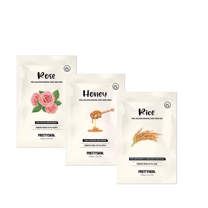 Hộp 10 miếng Mặt nạ dưỡng da PrettySkin Total Solution Essential Sheet Mask  23g x 10