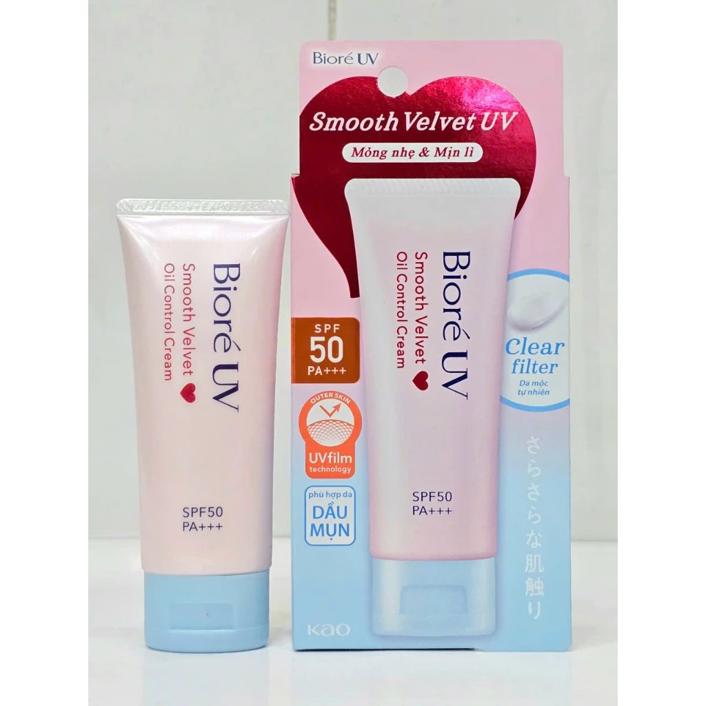 e404 - Bioré - Kem Chống Nắng Biore UV Smooth Velvet Oil Control Cream SPF50 PA+++ 30g