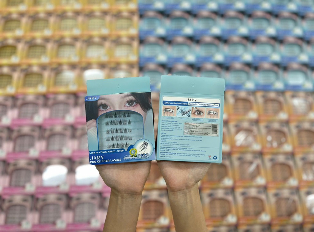 Lông Mi Cụm Cao Cấp Có Sẵn Keo Jary Pro Cluster Lashes Full Box Hộp Nhựa 6 Hàng