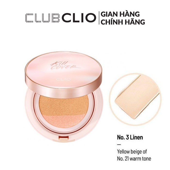 Phấn Nước Clio Kill Cover Glow / Glow Fitting Cushion SPF 50+ PA++++ 15g (1 hộp kèm 1 lõi)