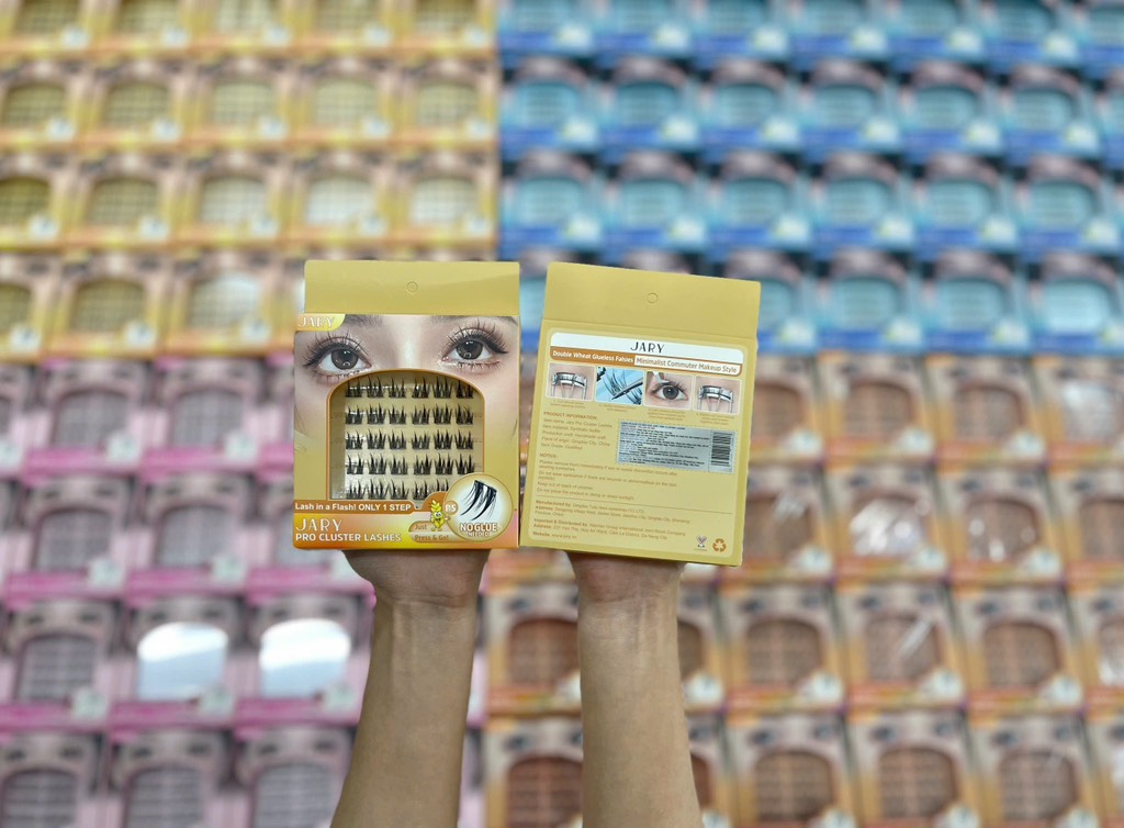 Lông Mi Cụm Cao Cấp Có Sẵn Keo Jary Pro Cluster Lashes Full Box Hộp Nhựa 6 Hàng