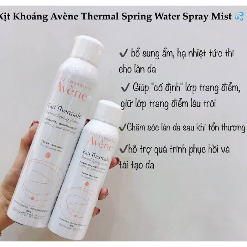 Xịt Khoáng Avene Eau Thermale Therma Spring Water Cấp Nước, Làm Dịu & Giảm Kích Ứng 150ml