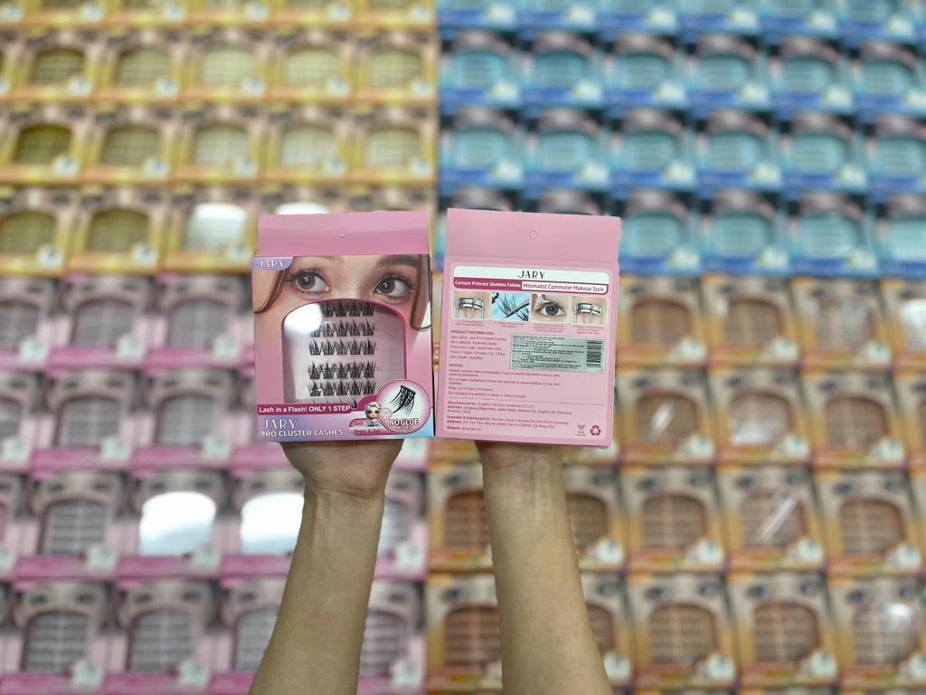 Lông Mi Cụm Cao Cấp Có Sẵn Keo Jary Pro Cluster Lashes Full Box Hộp Nhựa 6 Hàng