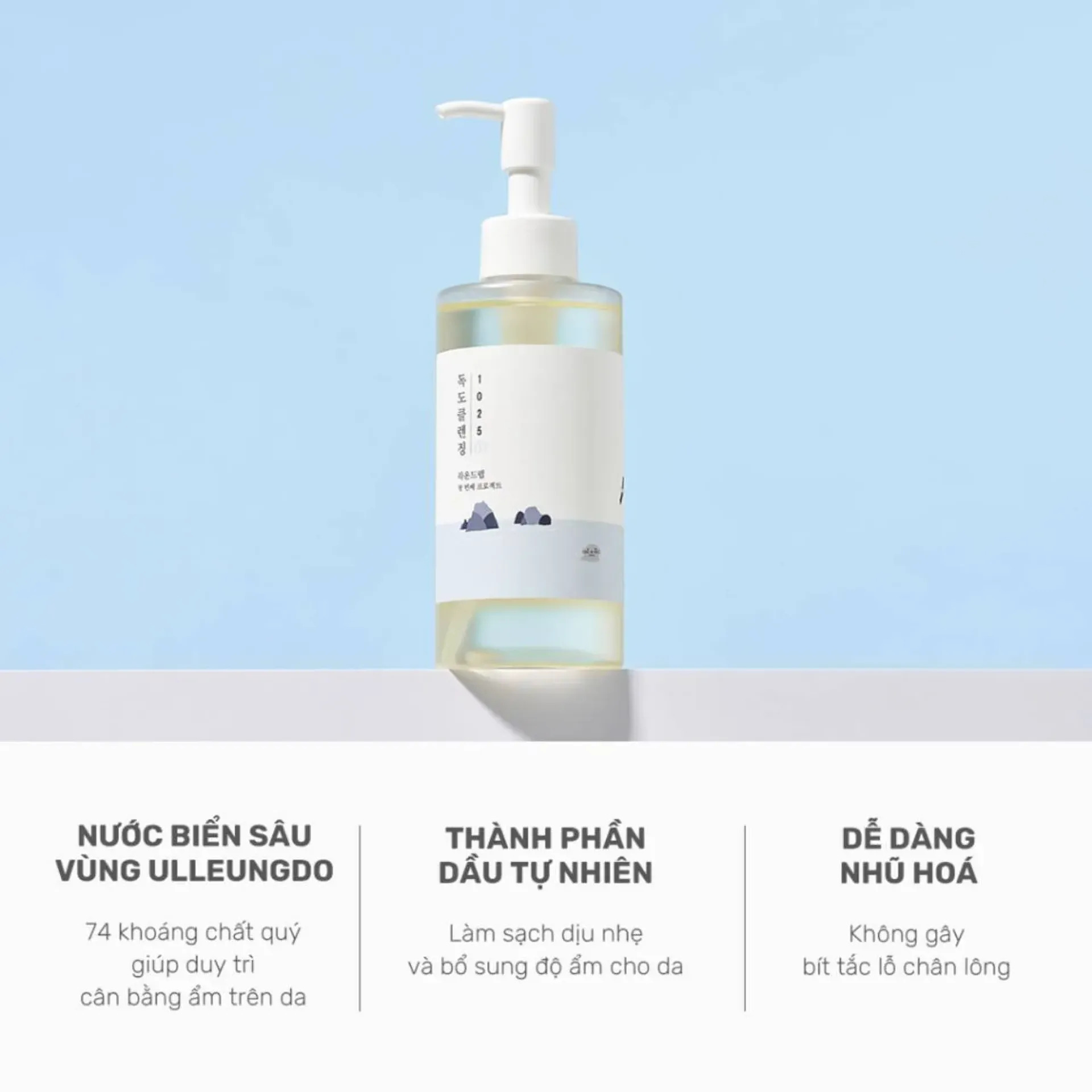 Round Lab Dầu Tẩy Trang 1025 Dokdo Cleansing Oil 200ml làm sạch lớp trang điểm và bụi mịn