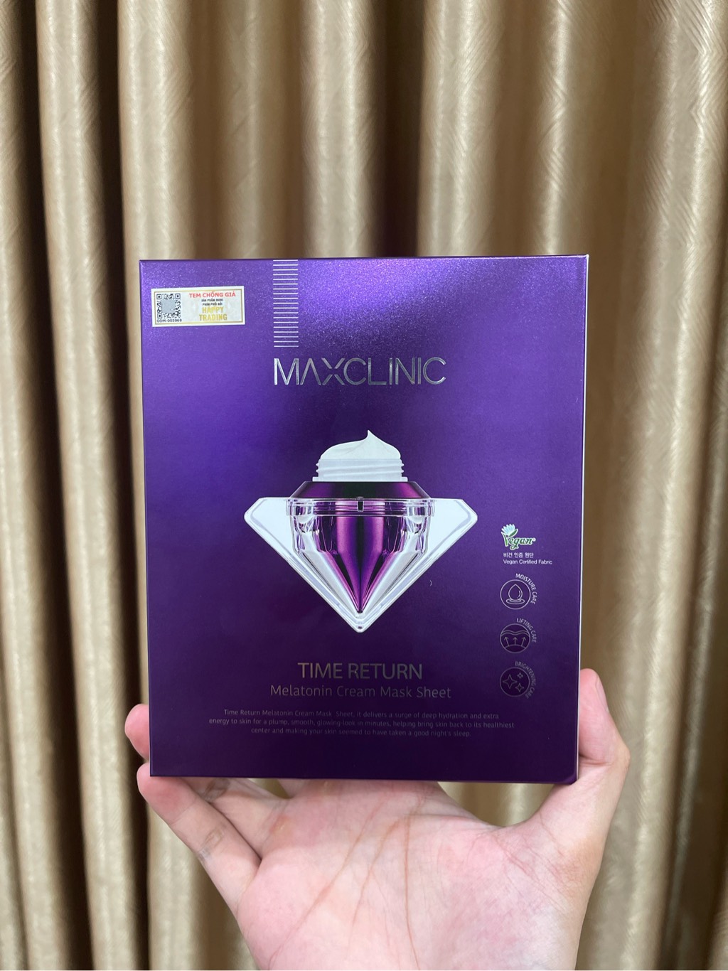 Hộp 4 Miếng Mặt Nạ Cấp Ẩm, Dưỡng Sáng Da Maxclinic Time Return Melatonin Cream Mask Sheets Hàn Quốc 28ml