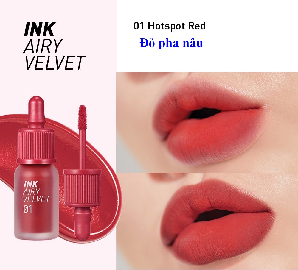 Son kem Peripera Peri's Ink Velvet / Ink AIRY Velvet - Son bóng Water Bare Tint