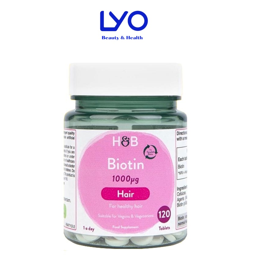 Viên Uống Hỗ Trợ Mọc Tóc Biotin H&B Holland & Baret 1000µg 120 Viên