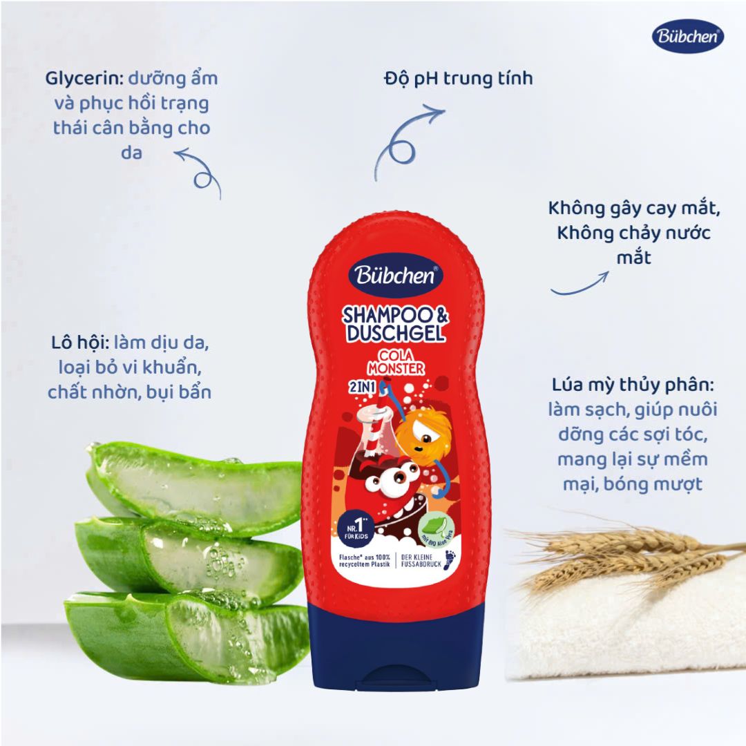 Gel Tắm Gội 2in1 Hương Cola The Bübchen Cola Monster Cho Bé 230ml