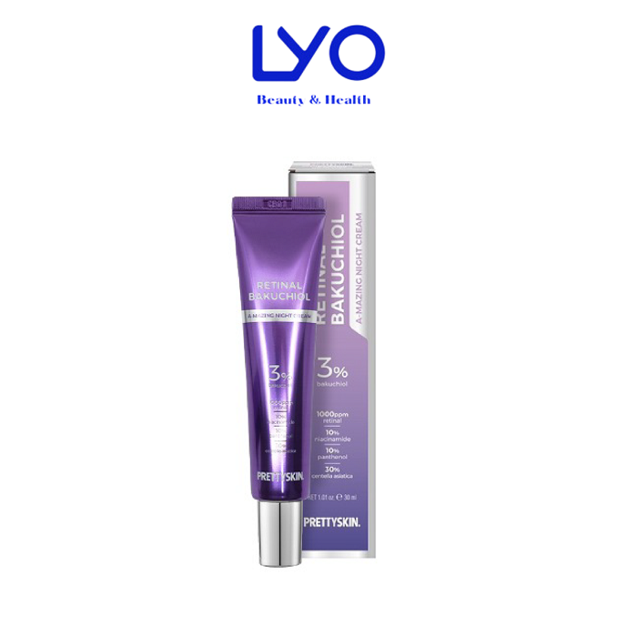 Kem dưỡng tái tạo phục hồi Prettyskin Retinal Bakuchiol A-Mazing night cream - Tuýp 30ml