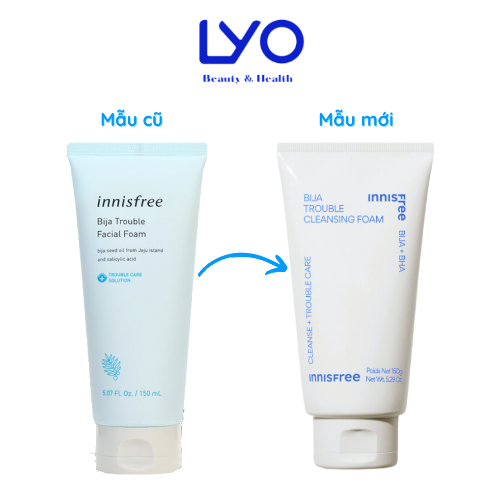Sữa rửa mặt cho da mụn Innisfree Bija + BHA Trouble Cleansing Foam 150g