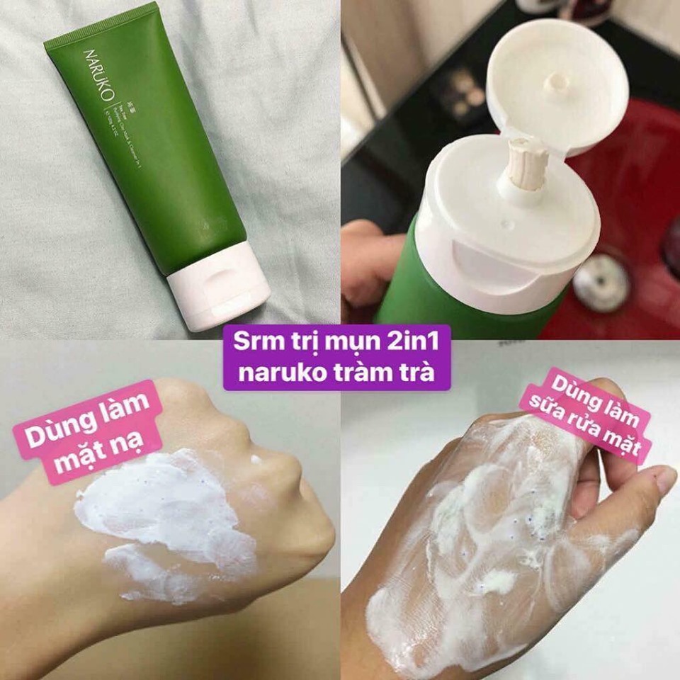 Sữa Rửa Mặt Tràm Trà Làm Sạch Sâu Naruko Tea Tree Purifying Clay Mask & Cleanser 120g