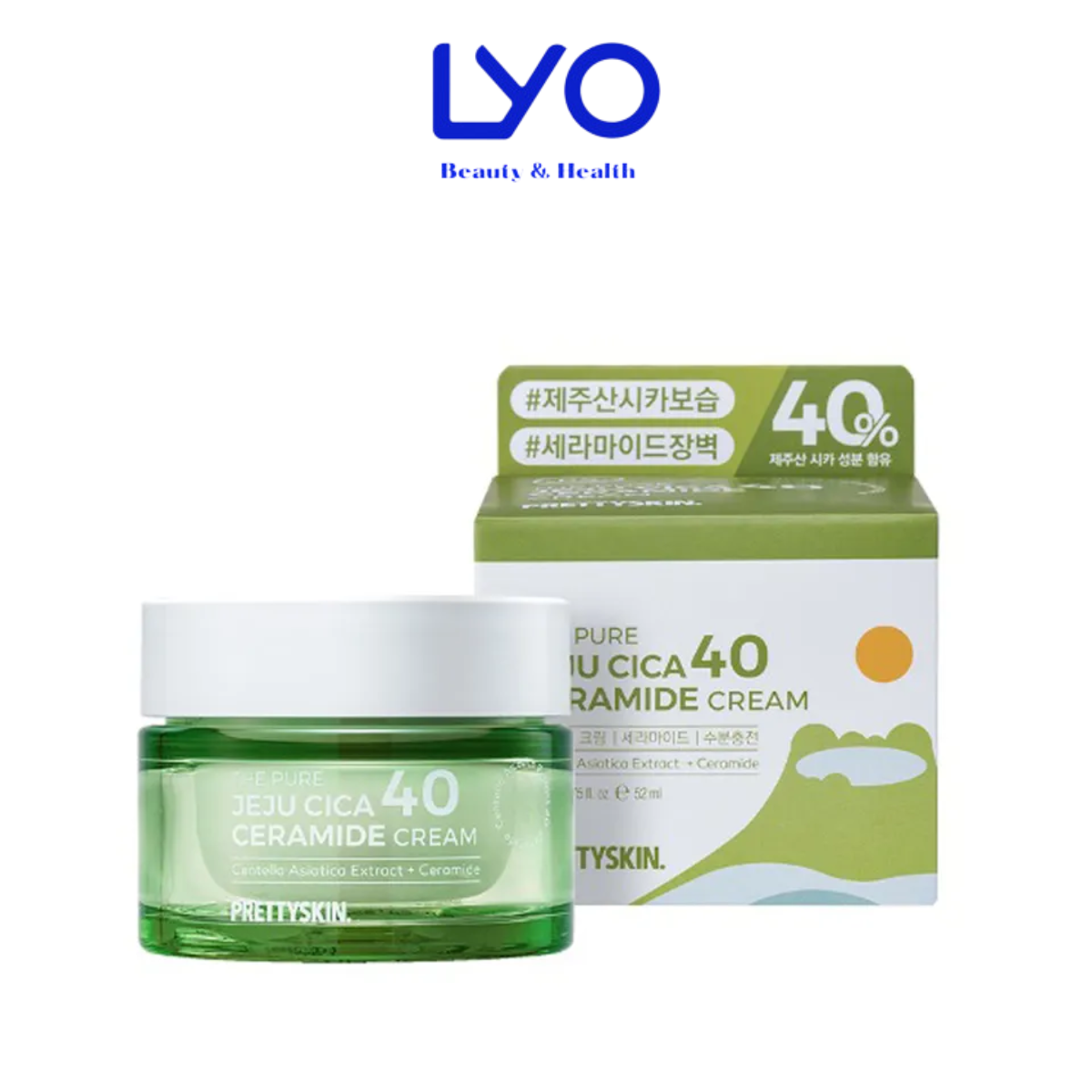 Kem dưỡng trắng da rau má Prettyskin The Pure Jeju Cica 40 Ceramide Cream Pretty Skin 52ml