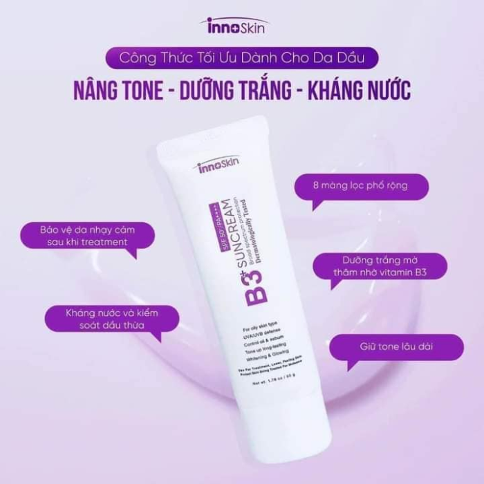 Kem Chống Nắng B3 Innoskin - Nâng Tone - Kiềm Dầu 50g.