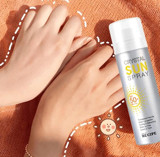 Xịt Chống Nắng Tối Ưu Cho Mặt & Body RECIPE Crystal Sun Spray RE:CIPE SPF50+ PA+++ Hàn Quốc 180ml
