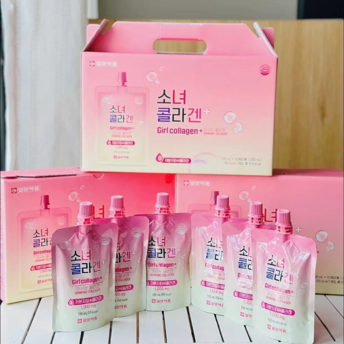 Nước Uống Bổ Sung Girl Collagen Hàn Quốc Hỗ Trợ Làm Đẹp Da, Ngăn Ngừa Lão Hóa Hộp 10 Túi x 100ml