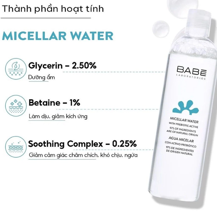 Nước tẩy trang BABE Micellar Water dành cho mọi loại da 250ml