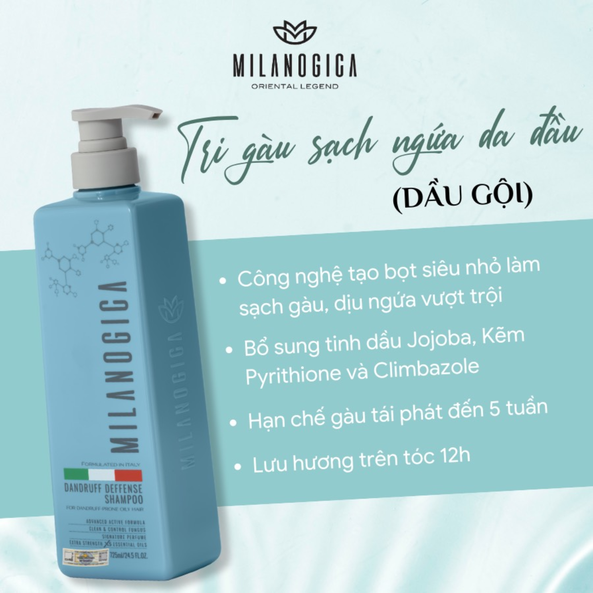 Bộ Dầu Gội Xả Hương Nước Hoa Phục Hồi, Giúp Tóc Sạch Gàu Milanogica Shampoo / Conditioner 355ml - 725ml
