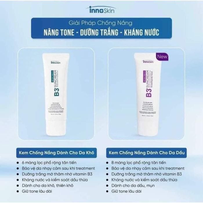 Kem Chống Nắng B3 Innoskin - Nâng Tone - Kiềm Dầu 50g.