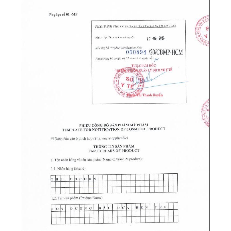 Son dưỡng môi dầu dừa bến tre the Cocoon 5g