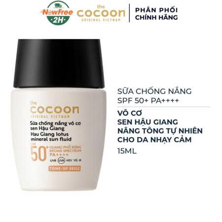 f411 - Sữa chống nắng vô cơ sen Hậu Giang Cocoon (Tone-up Beige)