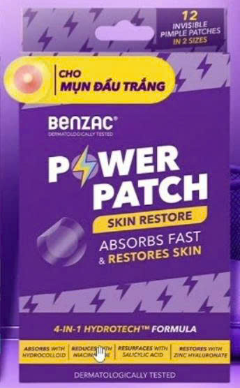 e618 - Miếng dán mụn 3 trong 1 BENZAC Power Patch x 12 miếng với Salicylic Acid