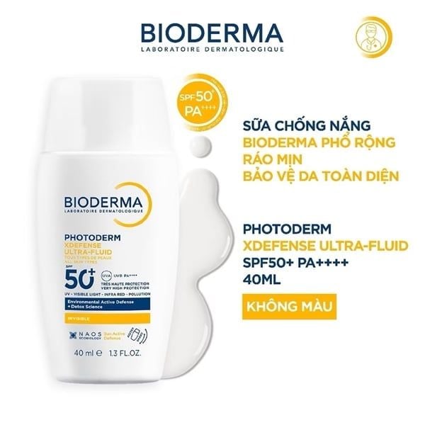 e733 - Sữa chống nắng Bioderma phổ rộng ráo mịn, bảo vệ da toàn diện Photoderm XDefense Ultra-fluid SPF50+ 40ml
