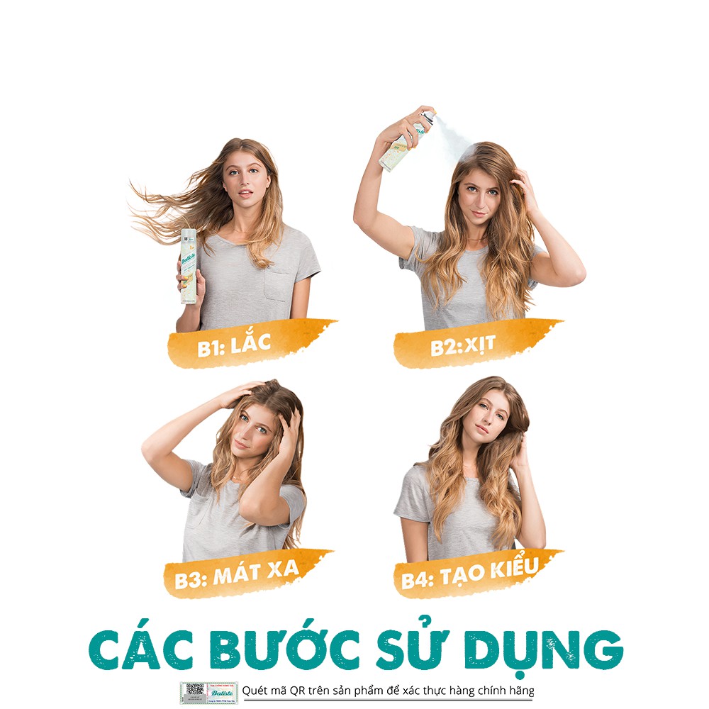 Dầu Gội Khô Batiste Dry Shampoo 200ml