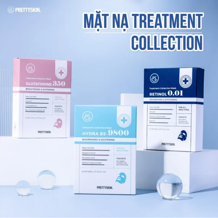 Hộp 10 Miếng Mặt Nạ Dưỡng Trắng Phục Hồi Da Prettyskin Treatment Collection Mask 25ml