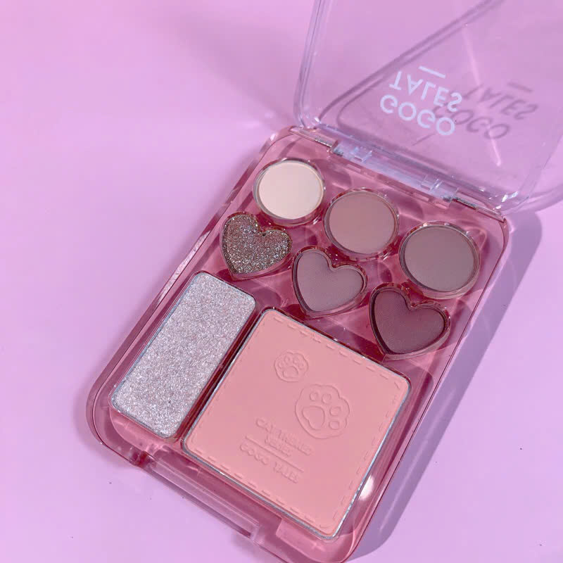 a637 - Gogo Tales - Bảng Phấn Mắt & Má 8 Ô, Stick Sweet Heart Powder Blusher Eyeshadow Palette 9.5g