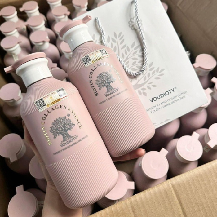 Cặp Dầu Gội Xả Biotin Collagen Hồng/Xanh Essence | Giảm Rụng Tóc, Phục hồi tóc chắc khỏe - bóng mượt 500ML