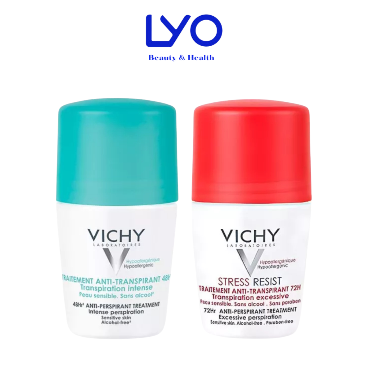 Lăn Khử Mùi Giúp Khô Thoáng Vùng Da Dưới Cánh Tay Suốt 48H - 72H Detransprirant Intensif Vichy Pháp 50ml