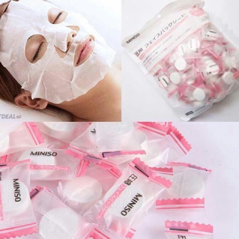 Mặt nạ giấy nén Miniso Nhật Bản nguyên túi