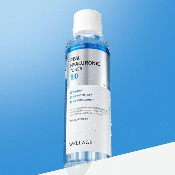 Toner Wellage Real Hyaluronic 100, cấp ẩm sâu cho da, 200ml