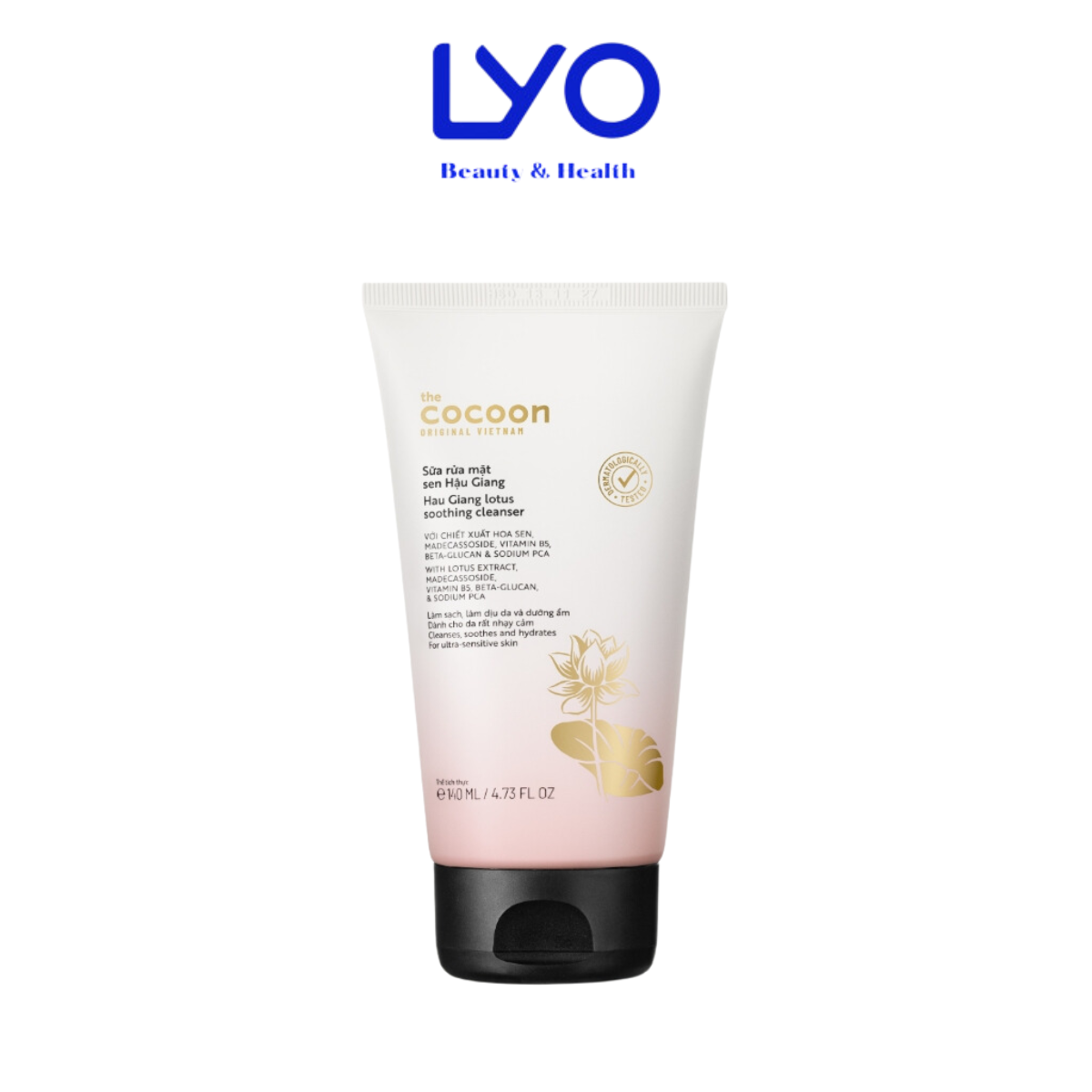 Sữa Rửa Mặt Thuần Chay Sen Hậu Giang Cocoon Hau Giang Lotus Soothing Cleanser Làm Sạch Da Dịu Nhẹ, Giữ Ẩm 140ml