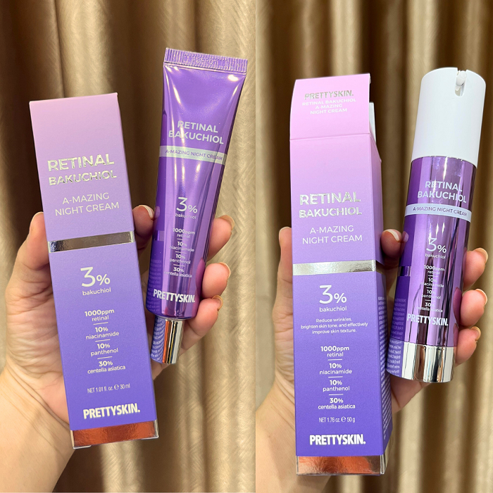Kem dưỡng tái tạo phục hồi Prettyskin Retinal Bakuchiol A-Mazing night cream - Tuýp 30ml
