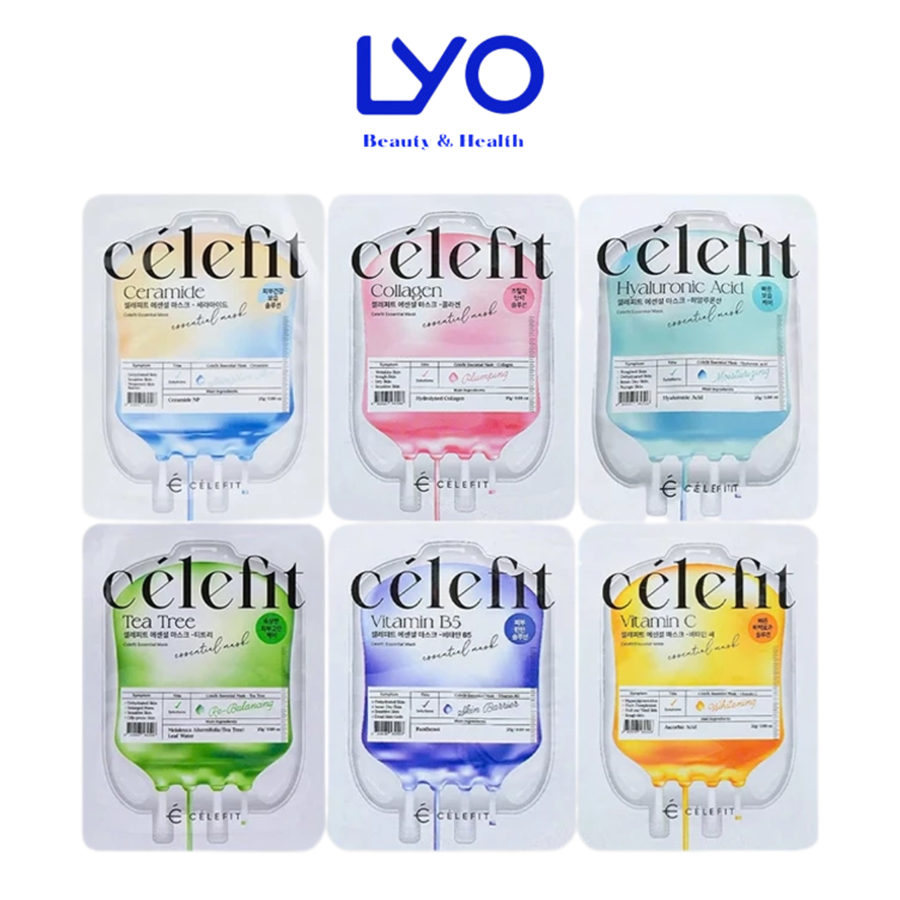Combo 10 Miếng Mặt Nạ Cấp Ẩm, Phục Hồi & Dưỡng Da Celefit Essential Mask Hàn Quốc 25g